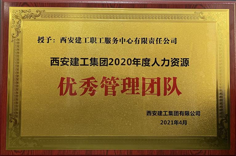 2020年度集團(tuán)人力資源條線 “優(yōu)秀管理團(tuán)隊(duì)”榮譽(yù)稱(chēng)號(hào)